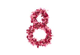 march 8 women's day. figure 8 rose petals. 3d rendering